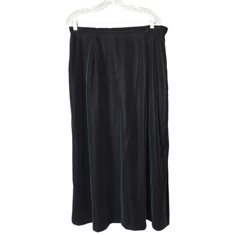 Susan Bristol Black Velvet Maxi Skirt A Line Side Zip Size 16 Formal Elegant USA